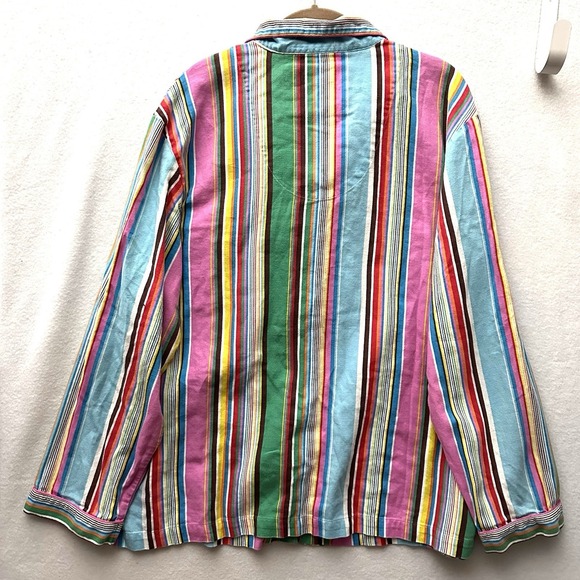 Victoria's Secret Vintage Y2K Large L Rainbow Striped Cotton Pajama Set Flannel - Picture 14 of 16